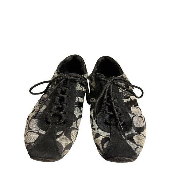 Coach Signature Katelyn Jacquard Logo Lace Up Sneakers black Women's Size 7 - Picture 2 of 9